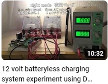 動画 - 12 volt batteryless charging system, independent power supply system experiment using a solar panel